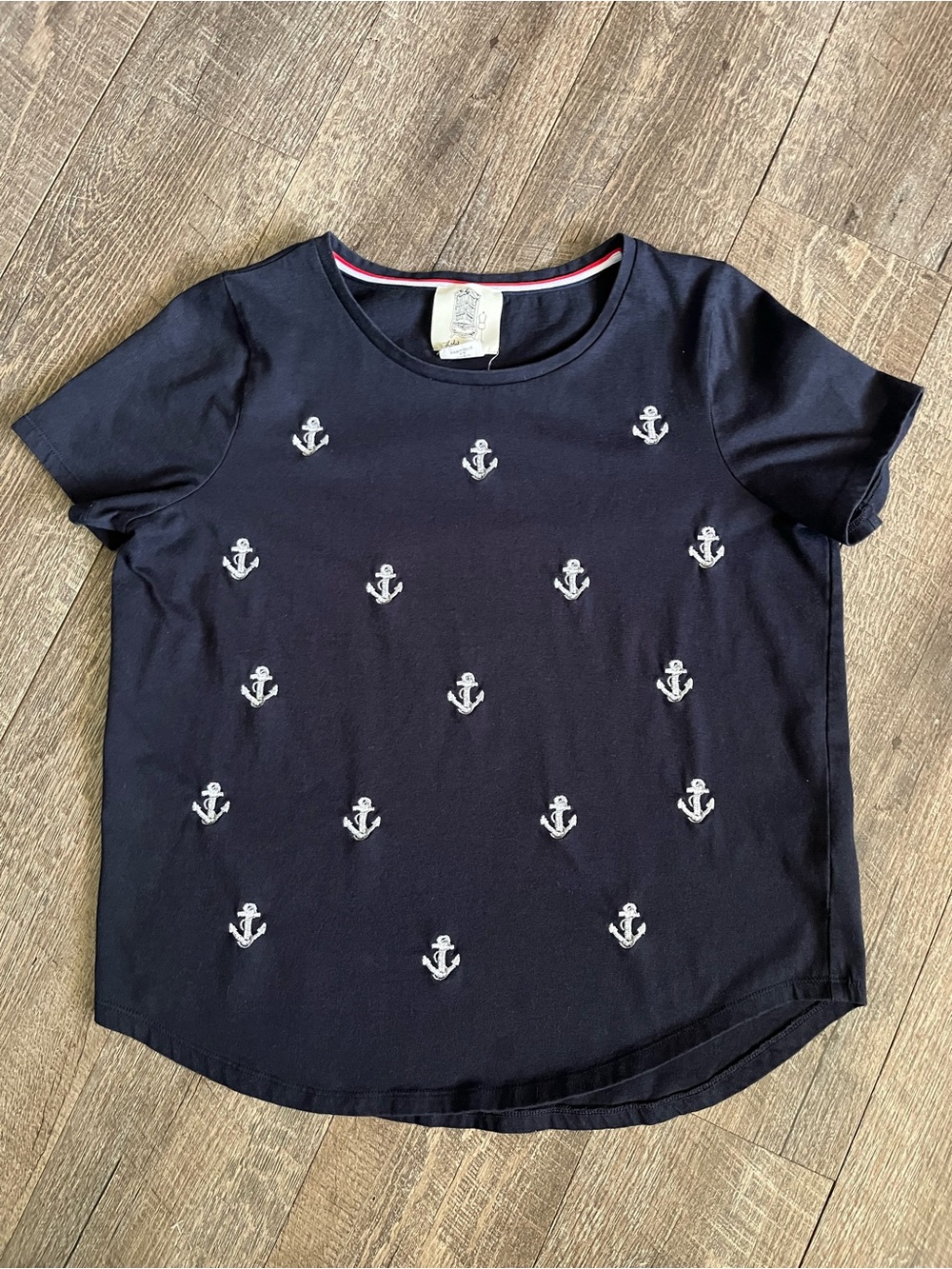 Embroidered Anchor Short Sleeve Tee - Navy
